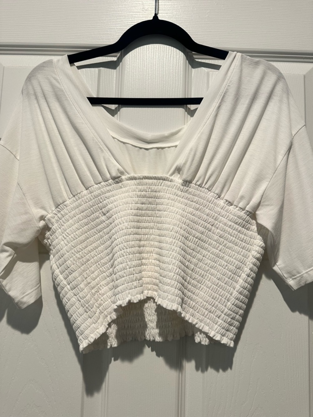 Free People Movement White Smocked Crop Top - Picture 3 of 7